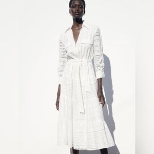 Zara Openwork Embroidered Eyelet Dress NWT